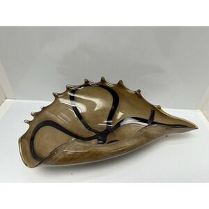 Hand-Blown?Studio Art Glass Seashell Conch Shell Dish/Sculpture- Murano Style...